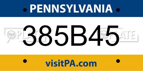 385B45 Pennsylvania License Plate