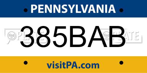 385BAB Pennsylvania License Plate