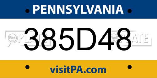 385D48 Pennsylvania License Plate