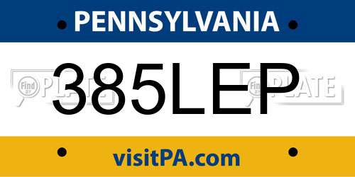385LEP Pennsylvania License Plate