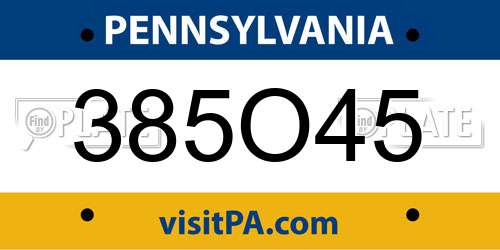 385O45 Pennsylvania License Plate