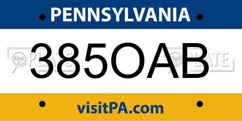385OAB Pennsylvania License Plate