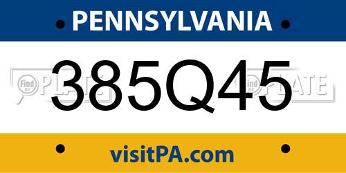 385Q45 Pennsylvania License Plate