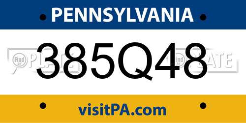 385Q48 Pennsylvania License Plate