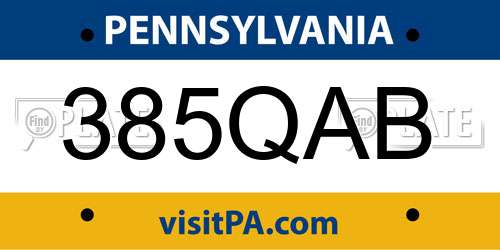 385QAB Pennsylvania License Plate