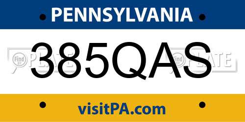 385QAS Pennsylvania License Plate
