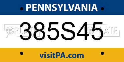 385S45 Pennsylvania License Plate