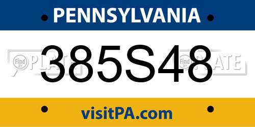 385S48 Pennsylvania License Plate
