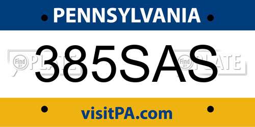 385SAS Pennsylvania License Plate
