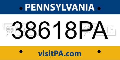38618PA Pennsylvania License Plate