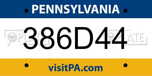 386D44 Pennsylvania License Plate