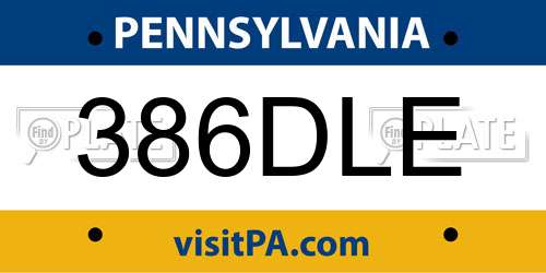386DLE Pennsylvania License Plate