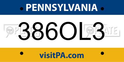 386OL3 Pennsylvania License Plate
