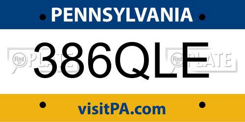 386QLE Pennsylvania License Plate