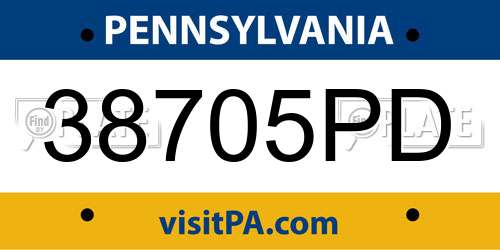38705PD Pennsylvania License Plate