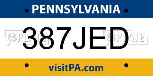 387JED Pennsylvania License Plate