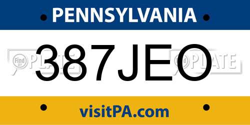 387JEO Pennsylvania License Plate