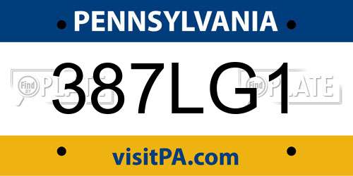387LG1 Pennsylvania License Plate