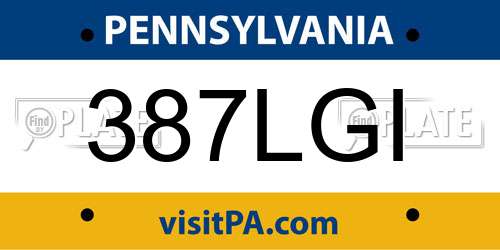 387LGI Pennsylvania License Plate