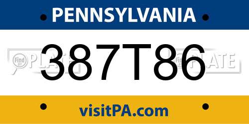 387T86 Pennsylvania License Plate