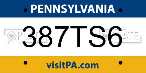 387TS6 Pennsylvania License Plate