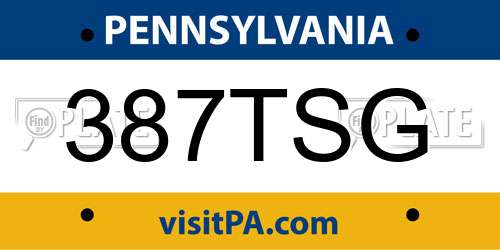 387TSG Pennsylvania License Plate