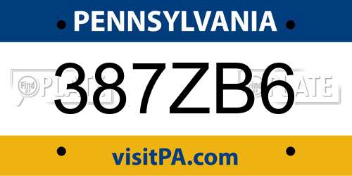 387ZB6 Pennsylvania License Plate