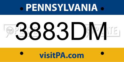 3883DM Pennsylvania License Plate