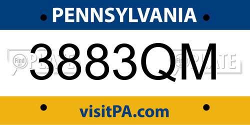 3883QM Pennsylvania License Plate