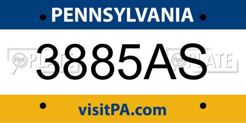 3885AS Pennsylvania License Plate