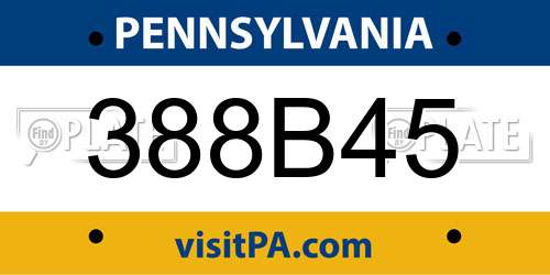 388B45 Pennsylvania License Plate