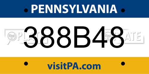 388B48 Pennsylvania License Plate