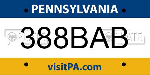 388BAB Pennsylvania License Plate