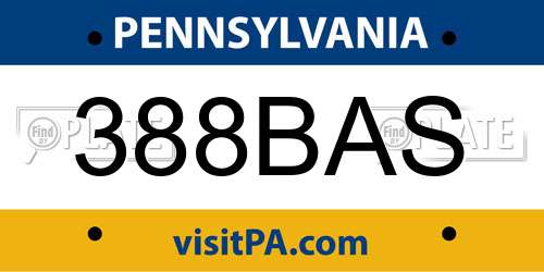 388BAS Pennsylvania License Plate