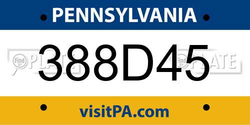 388D45 Pennsylvania License Plate