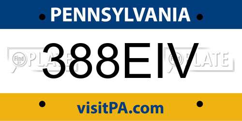 388EIV Pennsylvania License Plate