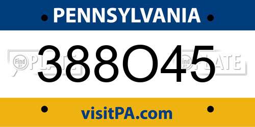 388O45 Pennsylvania License Plate