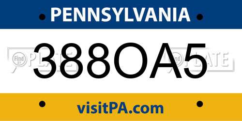 388OA5 Pennsylvania License Plate