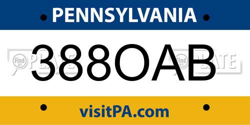 388OAB Pennsylvania License Plate