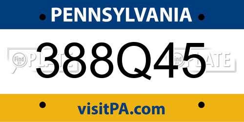 388Q45 Pennsylvania License Plate