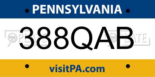 388QAB Pennsylvania License Plate