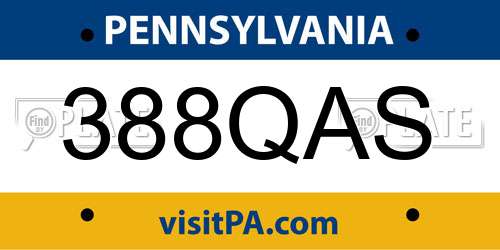 388QAS Pennsylvania License Plate