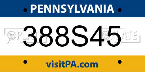 388S45 Pennsylvania License Plate