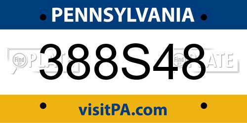 388S48 Pennsylvania License Plate