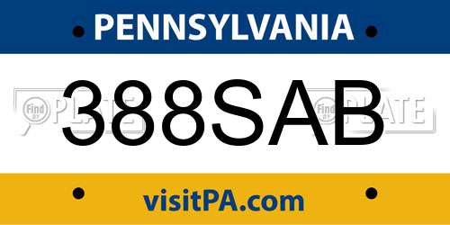 388SAB Pennsylvania License Plate