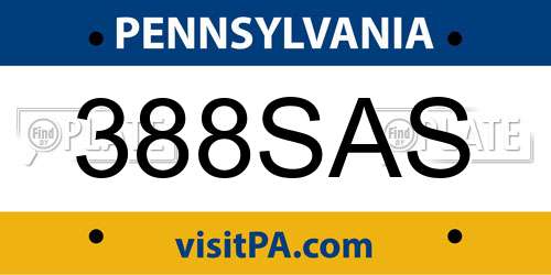 388SAS Pennsylvania License Plate
