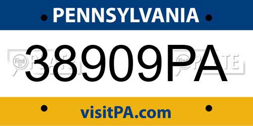 38909PA Pennsylvania License Plate