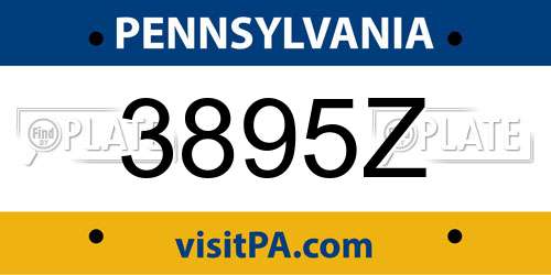 3895Z Pennsylvania License Plate