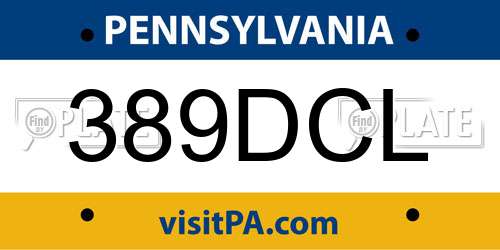 389DCL Pennsylvania License Plate