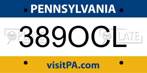 389OCL Pennsylvania License Plate